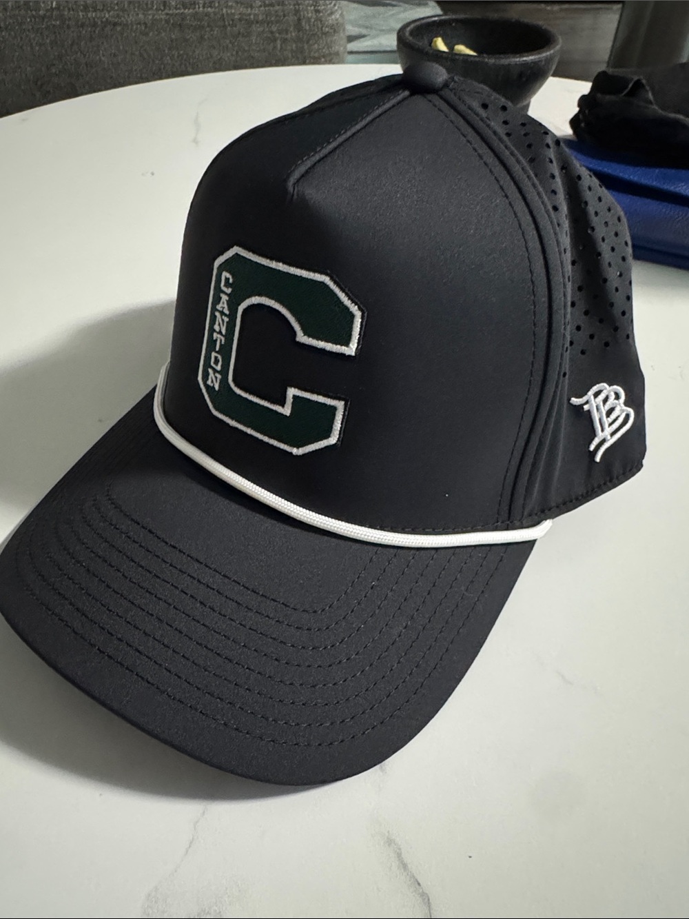 Canton C Patch Performance Baseball Cap - Black